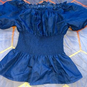 Denim Fitted Corset-Like Top